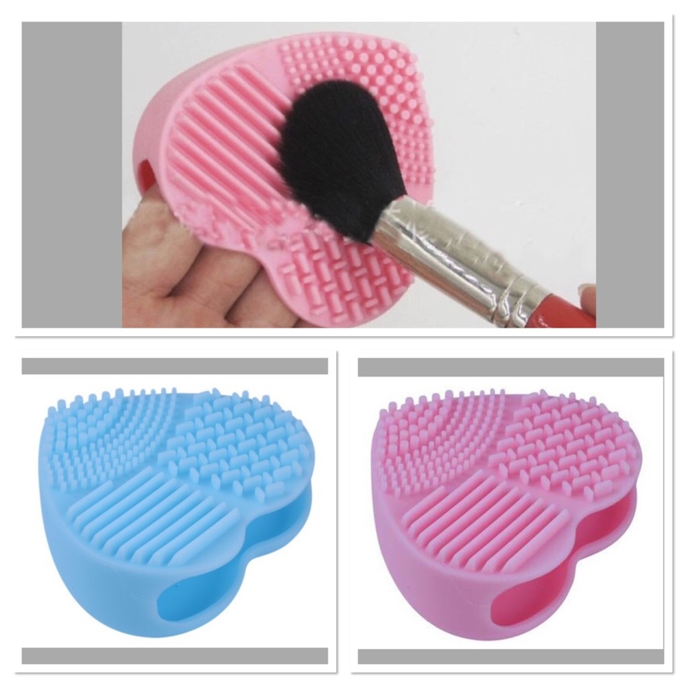 💕 Awesome pastel heart shaped ribbed makeup brush cleaner in pink or blue